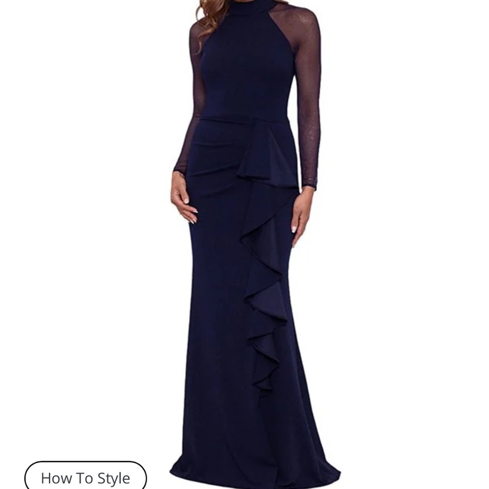 Betsy & Adam Black Long Sleeve Dress
